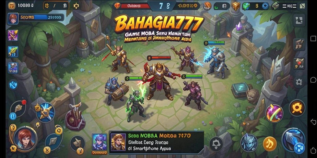 Screenshot gameplay MOBA BAHAGIA777 yang penuh aksi.