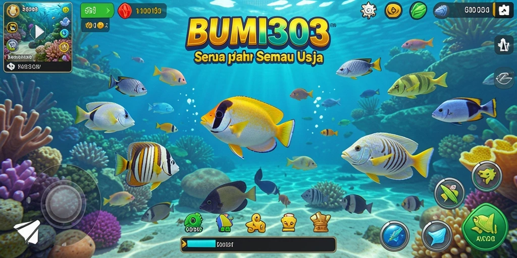 Gameplay seru BUMI303 menembak ikan bawah laut.