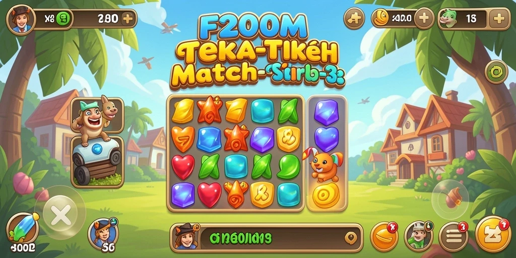 Gameplay F200M menampilkan kombinasi warna yang menarik dalam permainan Match-3.