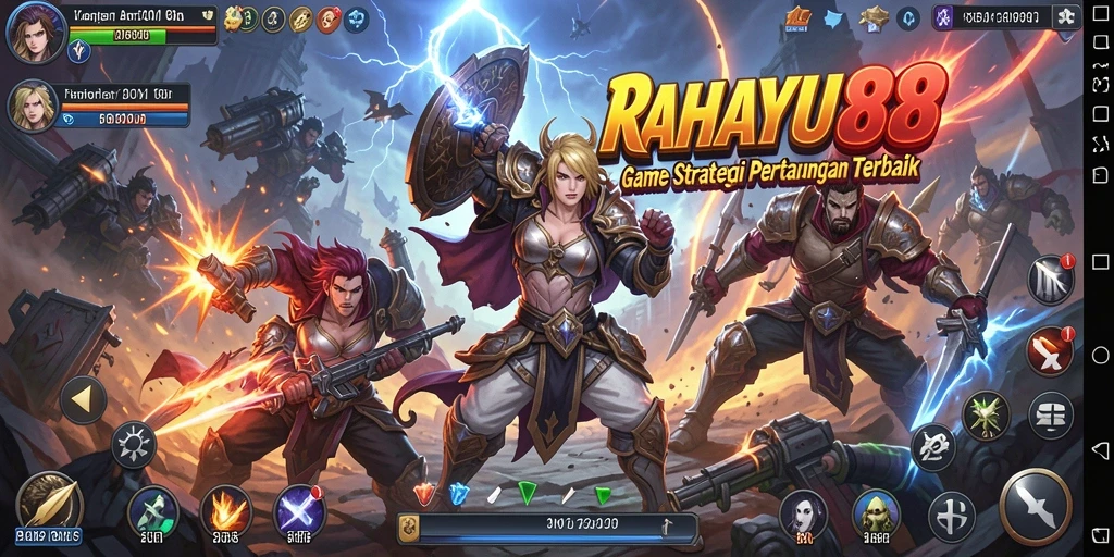 Screenshot utama RAHAYU88 menampilkan aksi pertempuran yang menegangkan.