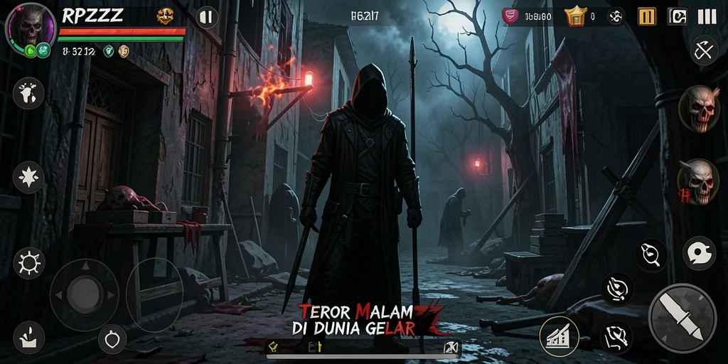 Screenshot tampilan gameplay menegangkan dari RPZZZ.