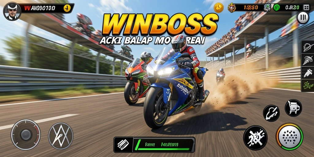 Tangkapan layar gameplay balap motor yang mendebarkan di WINBOSS.